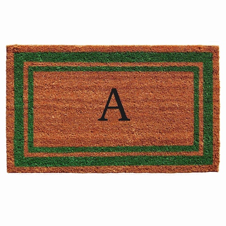 Monogram Door Mat, Natural, Green, 18 in W x 30 in L
